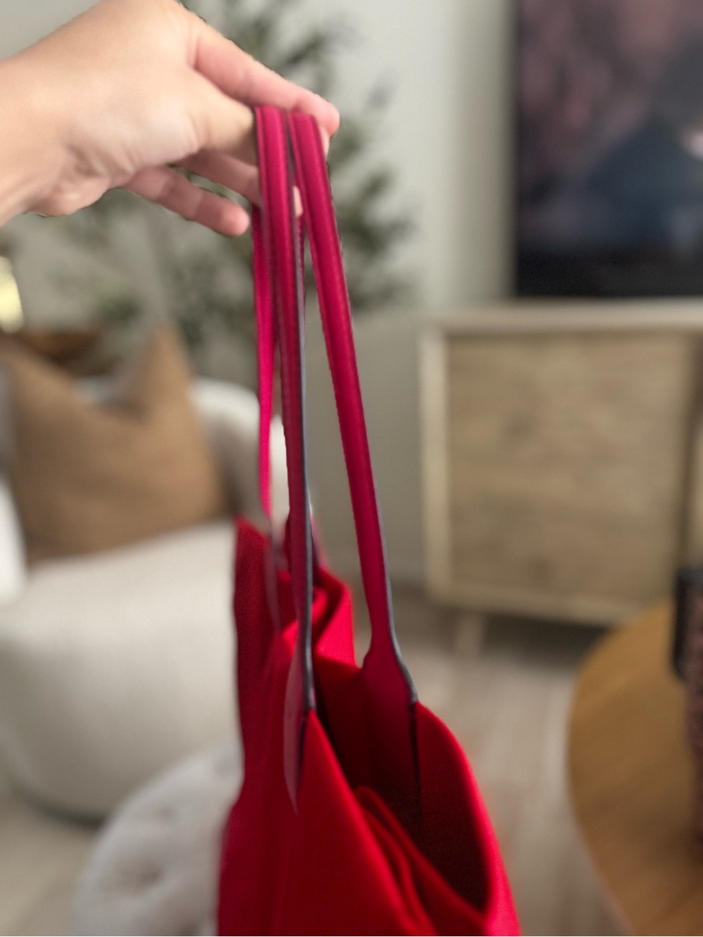 Tory Burch Bright Red Nylon Tote with Logo Medallion - Picture 11 of 15